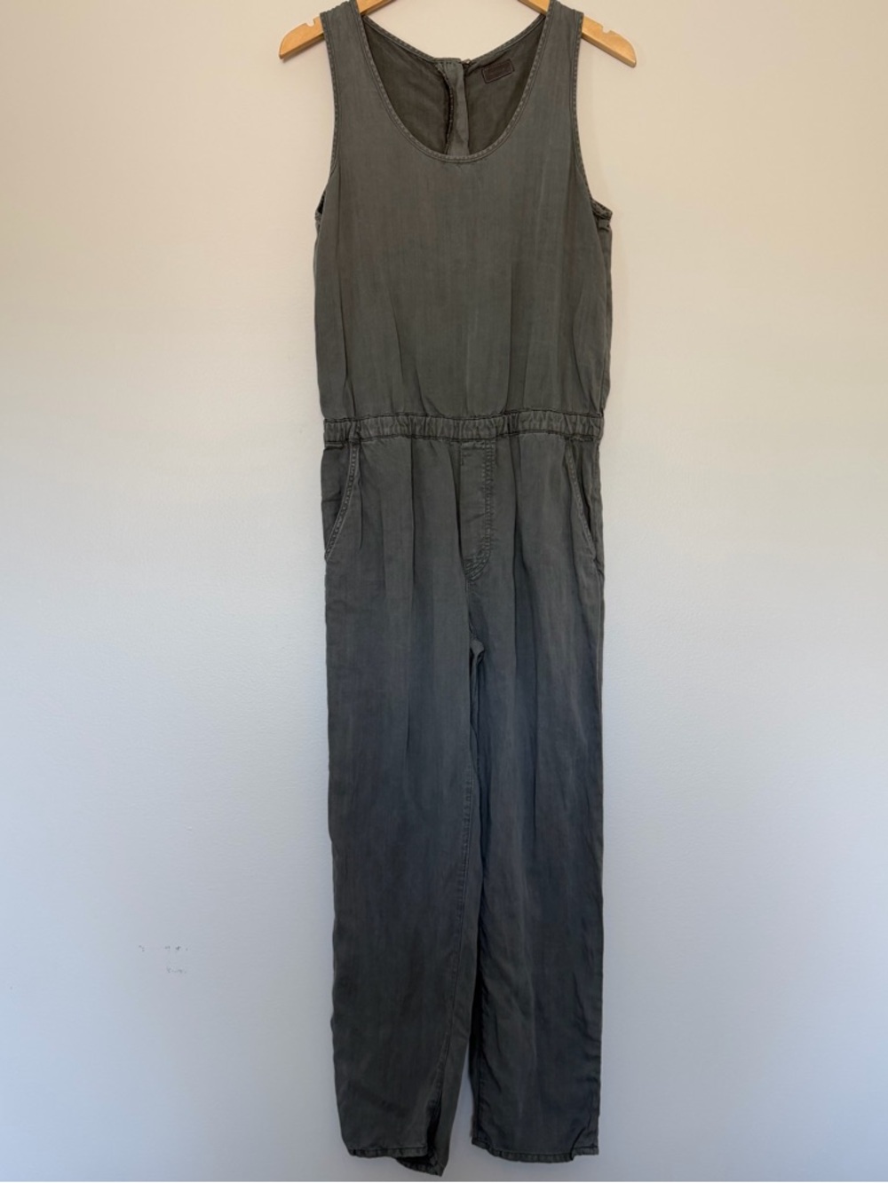 MOTHER Washed Gray Sleeveless Utility Jumpsuit